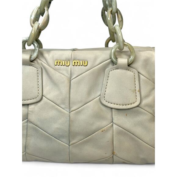 Miu Miu Chevron Quilted Leather Chain Shoulder Bag - Picture 2 of 11
